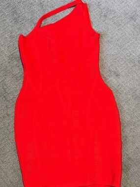 Red bandage one shoulder dress by Emprada. NWOT